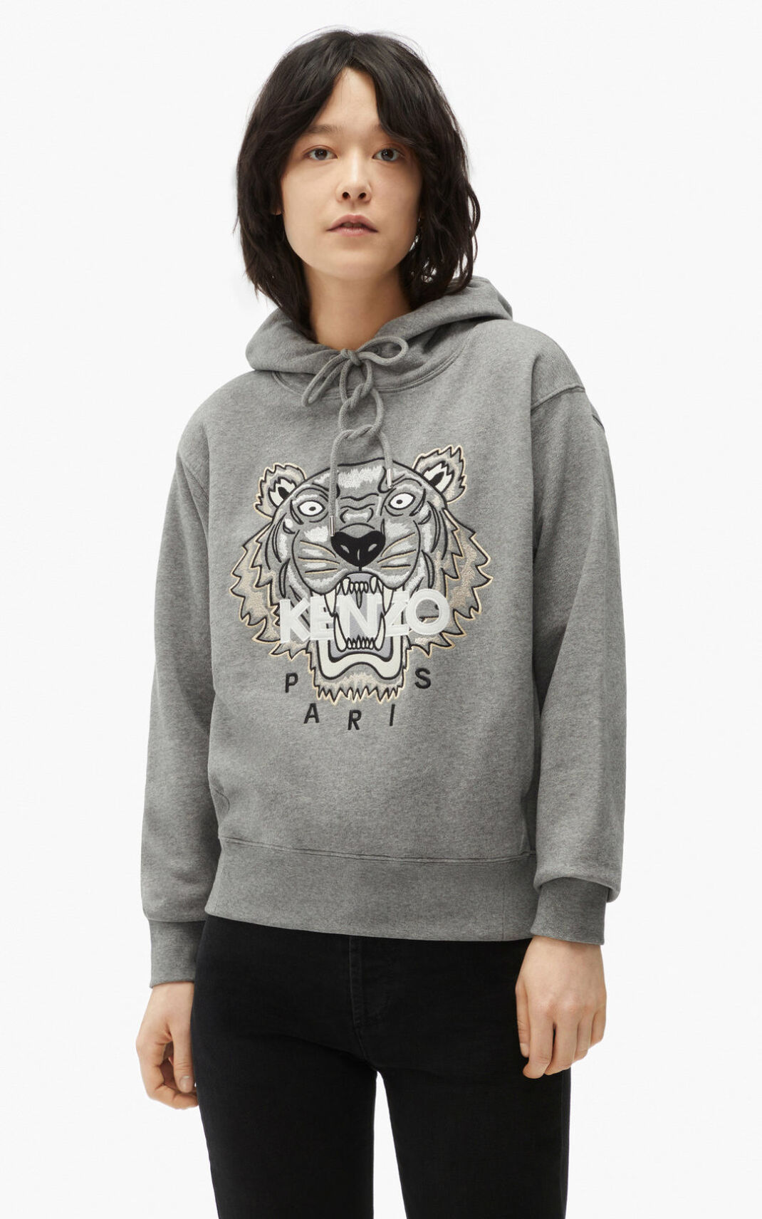 Sweat A Capuche Kenzo Femme Tiger Grise DPGMB-1740